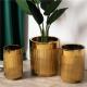 Factory home hotel gold luxury floor outdoor decoration plant pot cylinder tall ceramic large big flower pots for plants