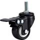 light duty 2 threaded stem black PU caster with brake, 2.5 inch, 3 inch PU castor, small caster, lacque caster