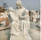 BLVE White Natural Stone Jesus Statues Life Size Religious Marble Jesus With Child Statue Hand Carved