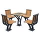 Outdoor Park Table And Bench Set Stainless Steel Wood Table With 4 Seat