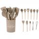 11Pcs Wooden Handle Silicone Kitchen Tools Set for 210 Degree High Temperature Cooking