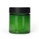 Custom Green Glass Jars Childproof Smell Proof Matte Black Smooth Plastic Lid