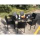 Stackable Chair Outdoor Rattan Dining Set KD Tabke With Black Glass