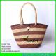 LDMC-092 new designer striped tote bag handmade natural handbags lady  wheat beach straw bags