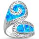 Blue Opal Greek Key Design Wraparound Solid 925 Sterling Silver Ring Blue Opal Jewelry For Men