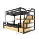 School Furniture Metal Single Wooden Child Plywood Loft Bed with Stairs and Drawers