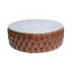 SGS ISO Genuine Leather Round Tufted Coffee Table with Aluminum top