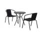 Garden PP Top Table And Wicker Stacking Chair Plastic Seties 3 Set