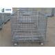 Euro Warehouse Wire Mesh Container Wire Folding Bulk Containers With Wooden Pallet