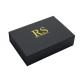 Square Cardboard Paper Box With Golden Foil Black Colored Custom Offset Printing