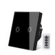 Eu Standard Black Wireless Electrical Switch Remote Switch Type 86 2 Gang Sensor Buttons Crystal Glass Panel