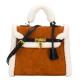 25cm Womens Leather Bag Lambswool O Plush Brown Velvet Bag
