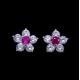 Simple Color Stone Flower Shape Earrings 925 Silver Jewelry 5 X 5 Mm