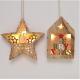 hanging wooden crafts with led light pendant star house wall decor for christmas home decoration