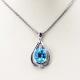 Women Jewelry 10mm x12mm Oval Blue Topaz Cubic Zirconia Pendant Necklace (P38)