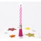 Swirl Pink White Striped Musical Birthday Candle Pillar Shape No Odor 5 Min Burning