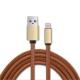 PU Leather Micro USB Cable 2.4A Nylon Bradied Data Sync Function 4.2mm OD