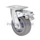 Gray 6 Inch Heavy Duty Casters TPR Wheels With Total Brake Device
