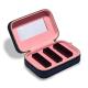 Dark Blue Velvet Trio Travel Lipstick Case With Interior Mirror And EVA Insert