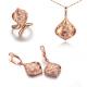 18K Rose Gold Diamonds Drop Pendant Earrings Ring Jewelry Set (GDSET004)