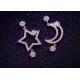 Zircon micro leaves with the asymmetric pentagram drop earrings, 925 silver