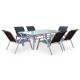 7 Piece Modern Metal Steel Outdoor Patio Dining Tables Chairs Garden Furniture Set