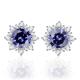 Solid 925 Sterling Silver Created Tanzanite CZ Christmas Jewelry Stud Earrings For Women