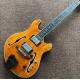Custom F hollow body jazz Electric Guitar.double tiger flame gitaar.vibrato system.musical instruments orange color