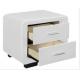 White Faux Leather Bedside Table with Two Drawers & Bluetooth Speaker