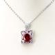 925 Sterling Silver Oval Garnet Cubic Zircon Pendant with Silver Chain (P11)