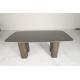 Customized Ceramic Top Dining Table With Stainless Steel Base Bronze Finish