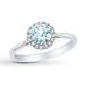 Aquamarine Ring 1/15 ct tw Diamonds Sterling Silver For Women