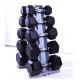 2.5kg to 40kg hex black rubber coated cast iron fixed  dumbbell  for wholesales