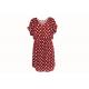 V Neck Elastic Band Ladies Dress Clothing 100% Viscose Polka Dot Red Dress