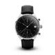 Black Mens Leather Dress Watch , Chronograph Watches Leather Band