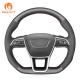 Black Hand Stitching Suede Leather Steering Wheel Cover for Audi A6 C8 Avant Allroad A7 K8 Sportback S6 S7 Coupe RS6 RS4 RS7