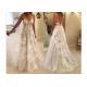 V Neck Flower Lace A Line Wedding Dress of Floor Length Plus Size
