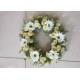 53cm Artificial White Yellow Chrysanthemum Wreath With Green Fern