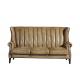 Solid Wood Legs 3 Seater Sofa Brown Leather With Hand Water Wash Workcraft