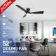 6 Speed Remote Control Decorative Ceiling Fan , Mdf Blades Black Plastic Ceiling Fan