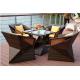 YLX-RN-066 Gradient Color Black with Coffee Diamond PE Rattan Chair and Table