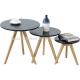 Modern Round MDF Center Coffee Table With Solid Beech Wood Legs