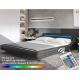 Black Double Upholstered Bed Linen Fabric Platform Bed With LED Light