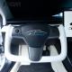 Yoke White Smooth Leather Tesla Carbon Fiber Steering Wheel Model 3 Y X S