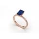 Blue Sapphire Real Diamond Jewellery Ring Emerald Cut 8×6mm Size