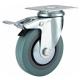 Swivel Grey rubber caster with front brake ,  2-5  light medium duty PVC Caster for furniture, Moving castor