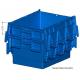Heavy duty stackable attached lid turnover box, Stackable and nestable plastic shipping tote box for storage or moving