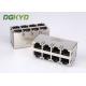 Customised 2X4 dual deck RJ45 multiple port connectors female 8 Port ethernet socket