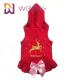 Satin Bow Printed Golden Deer Dog Winter Coat Red Christmas Hoodie For Dogs cats