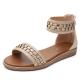 BS047 Bohemian Flat Sandals Amoi European And American Style Rear Zipper Open Toe Roman Shoes Large Size Sandals Women